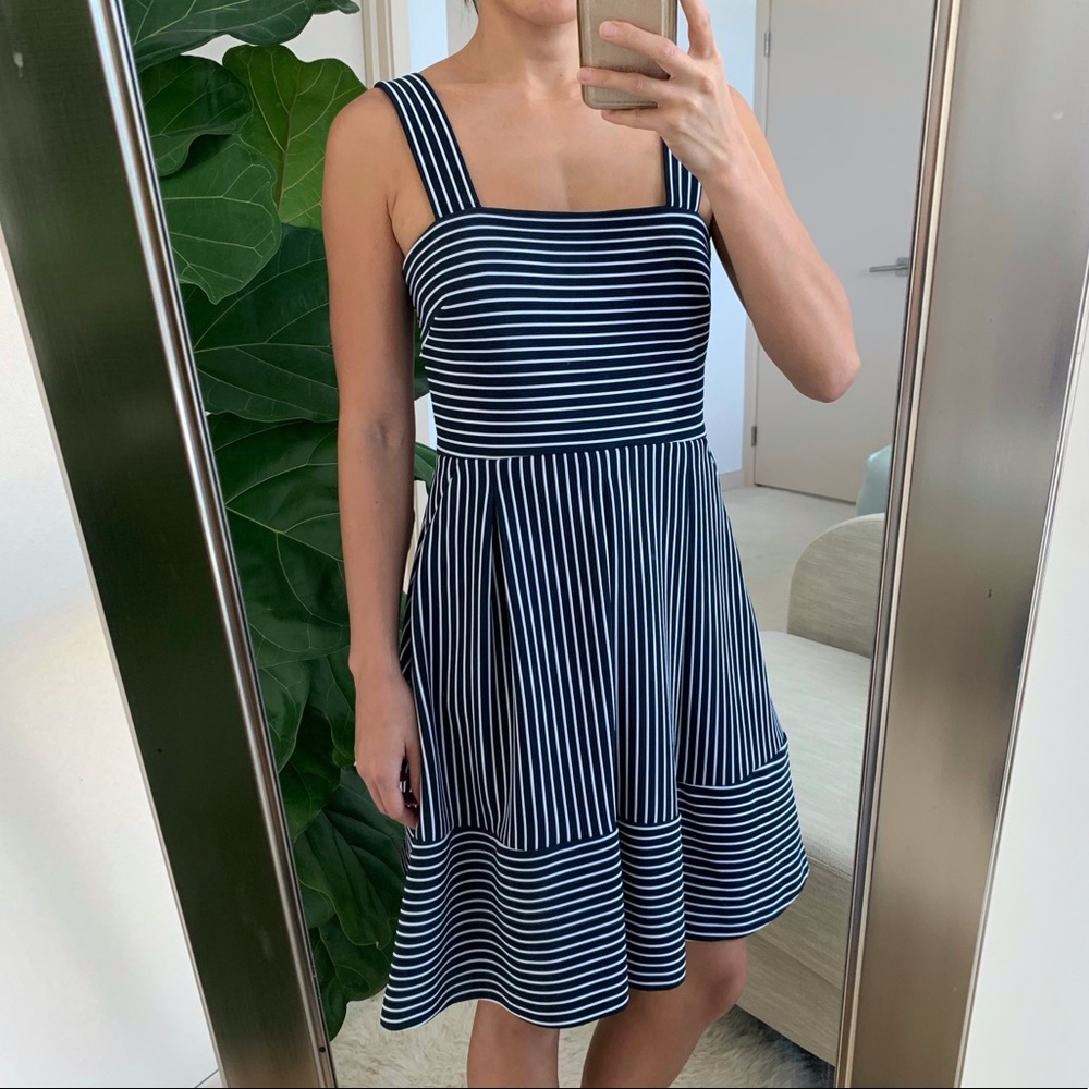 Banana Republic Navy Striped A-Line Dress 0
